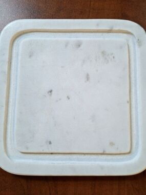 Creative Co-op DF7664 White Marble Square Plate Base Made in India